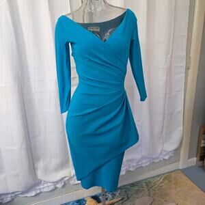 Chiara Boni La Petite Robe Tourmaline Blue Charisse Draped Dress Turquoise Italy